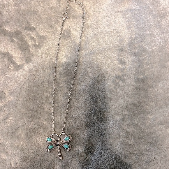 Dragon fly silver plated with faux turquoise stones - Picture 1 of 1